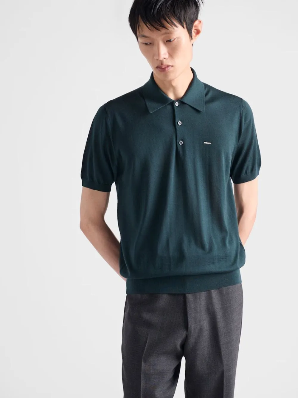Bottle Green Superfine Wool Polo Shirt sold by Fashion Clinic product image thumbnail 2