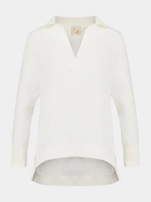 Diane White V-Neck Long-Sleeve Top sold by Fashion Clinic