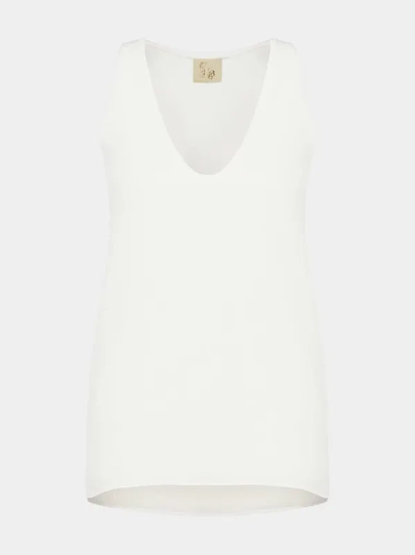 Serena White Silk Tank-Top sold by Fashion Clinic