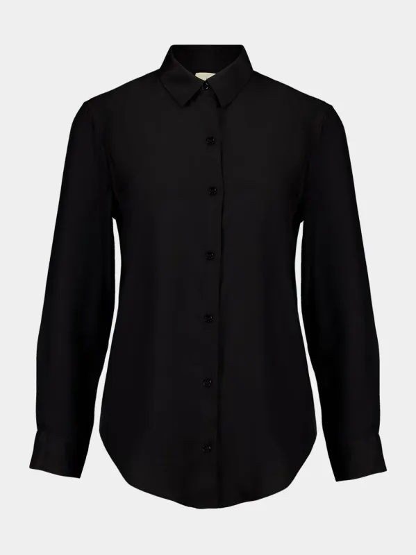 Ametista Black Silk Twill Shirt sold by Fashion Clinic