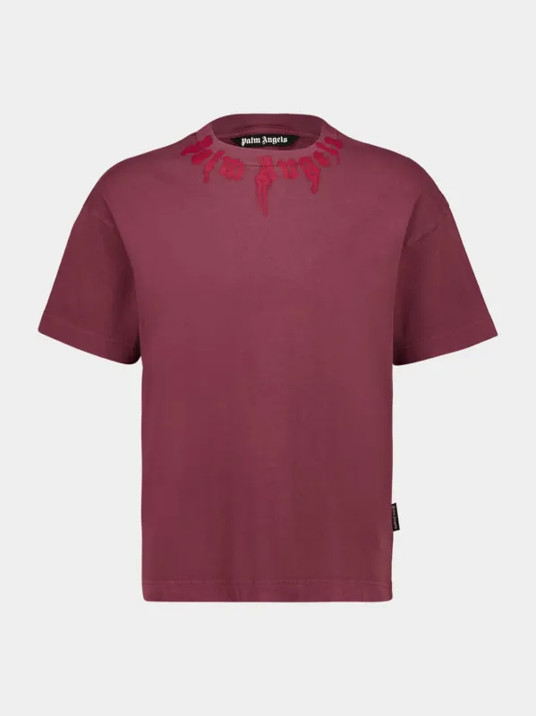 Burgundy Logo T-Shirt with Red Collar Detail sold by Fashion Clinic