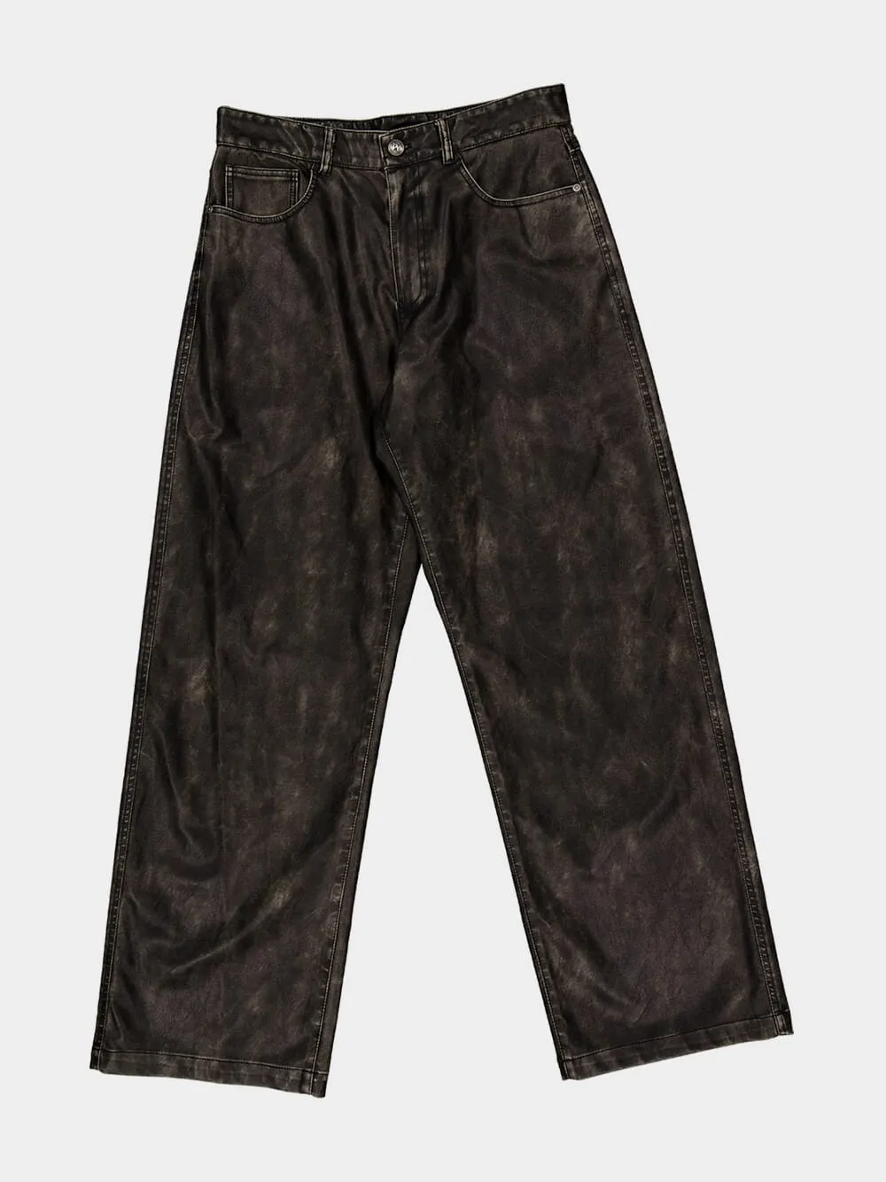 Dark Grey and Black Coated Pants with Logo Detail sold by Fashion Clinic product image thumbnail 5
