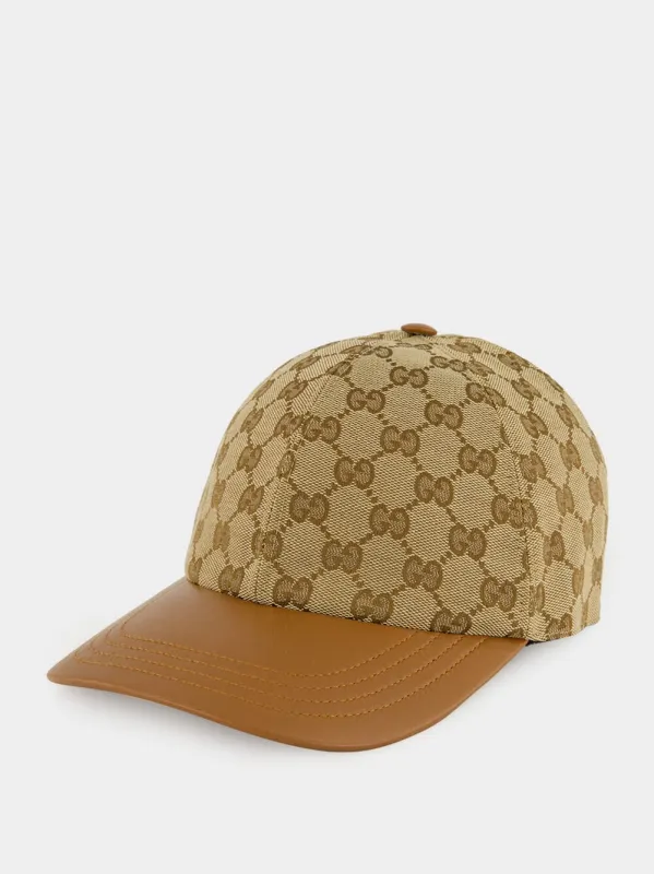GG Canvas Baseball Hat with Leather Trim sold by Fashion Clinic