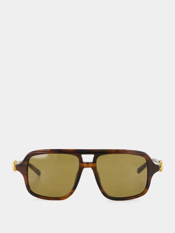 Havana Brown Navigator Sunglasses sold by Fashion Clinic