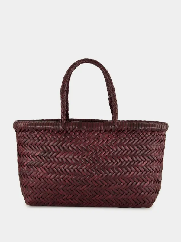 Mini Flat Gora Basket Bag in Plum sold by Fashion Clinic