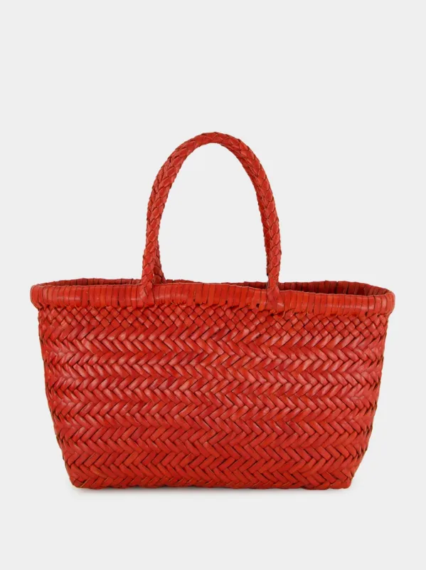 Mini Flat Gora Basket Bag in Poppy Red sold by Fashion Clinic