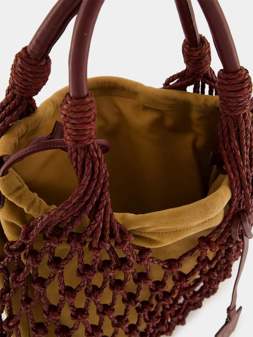 Big Marble Coffee Bean Leather Macramé Maxi Purse sold by Fashion Clinic product image thumbnail 5