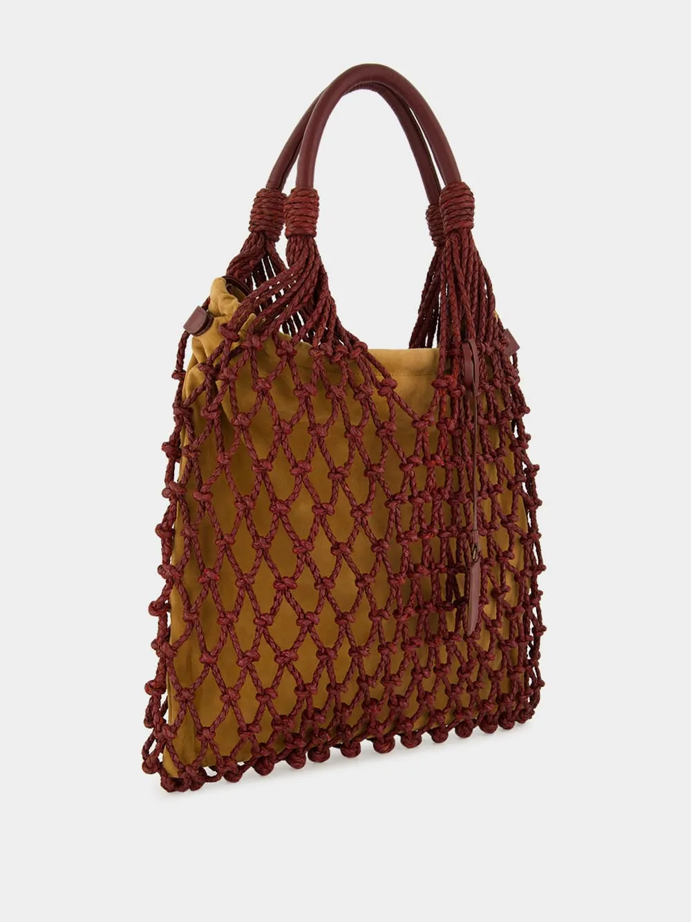 Big Marble Coffee Bean Leather Macramé Maxi Purse sold by Fashion Clinic product image thumbnail 2