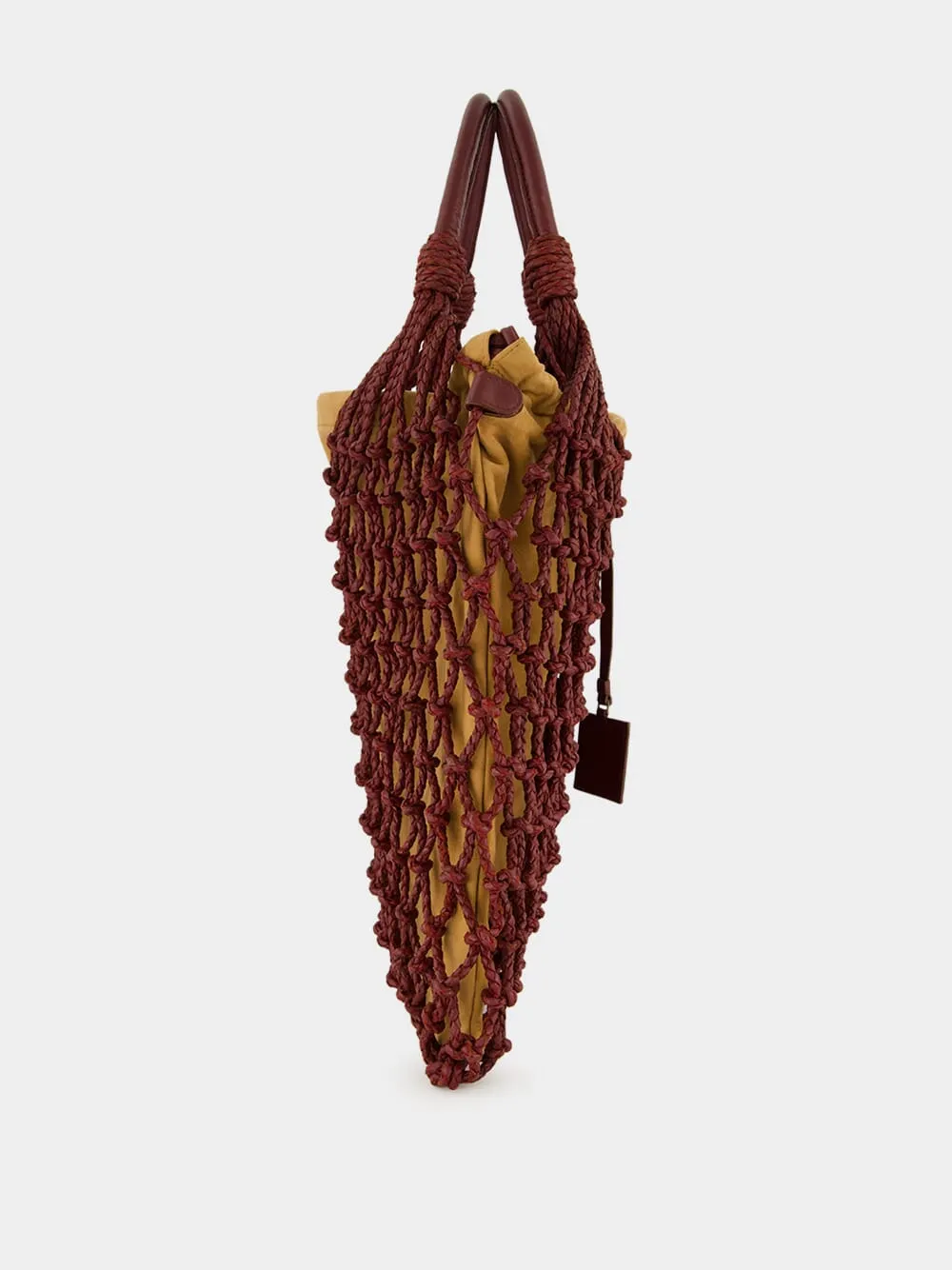 Big Marble Coffee Bean Leather Macramé Maxi Purse sold by Fashion Clinic product image thumbnail 3