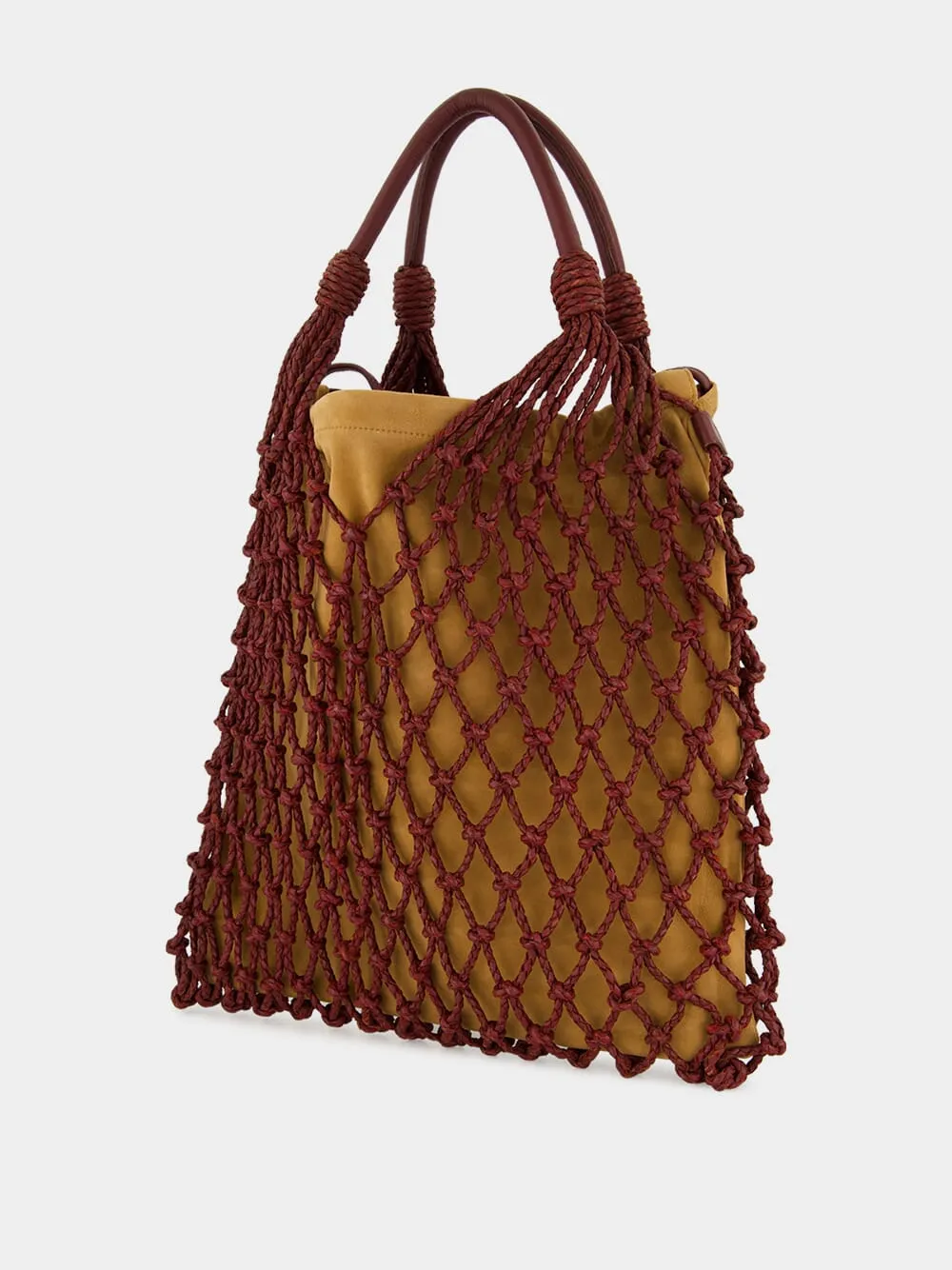 Big Marble Coffee Bean Leather Macramé Maxi Purse sold by Fashion Clinic product image thumbnail 4