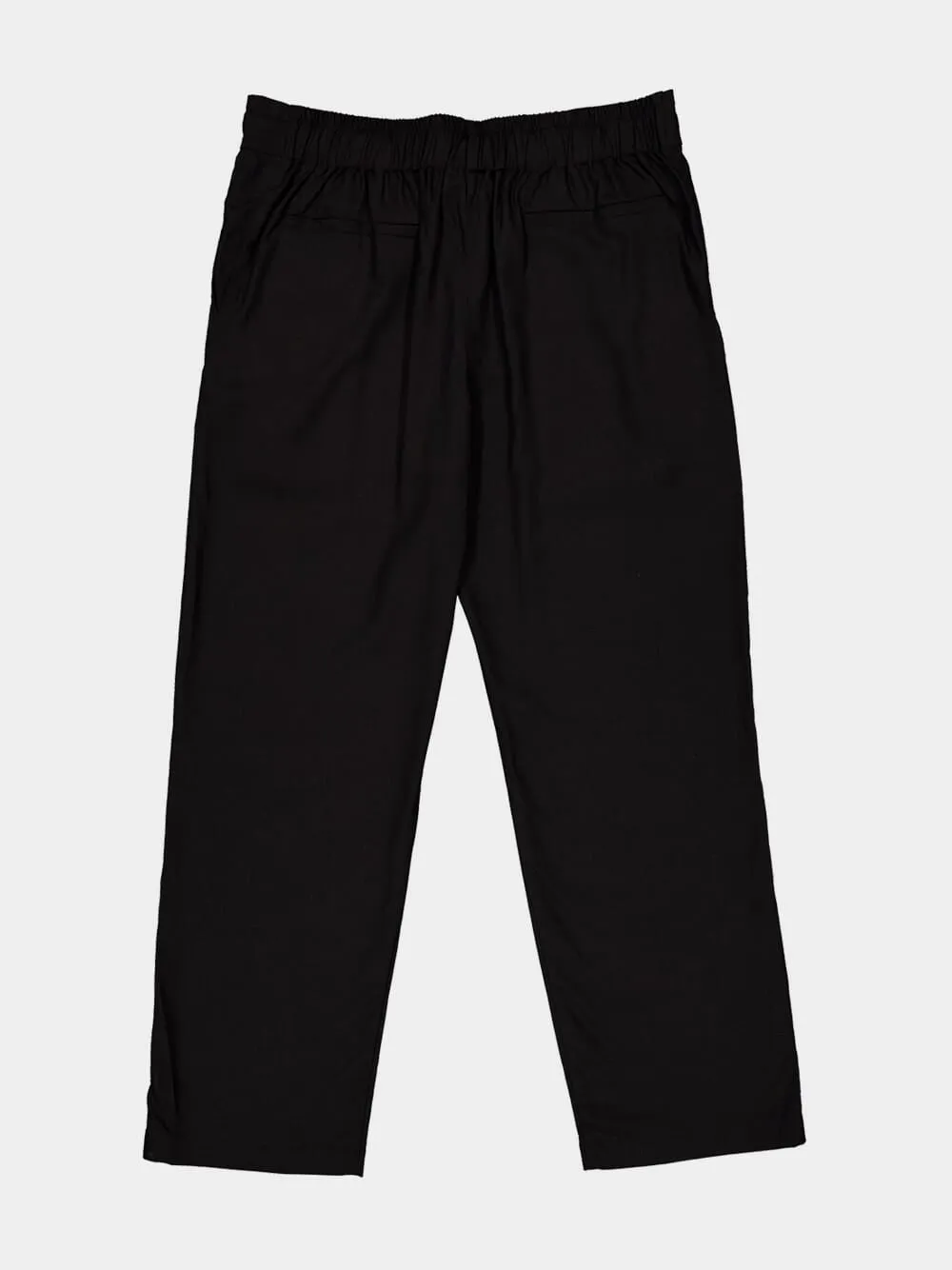Black Linen Straight-Leg Trousers sold by Fashion Clinic product image thumbnail 5