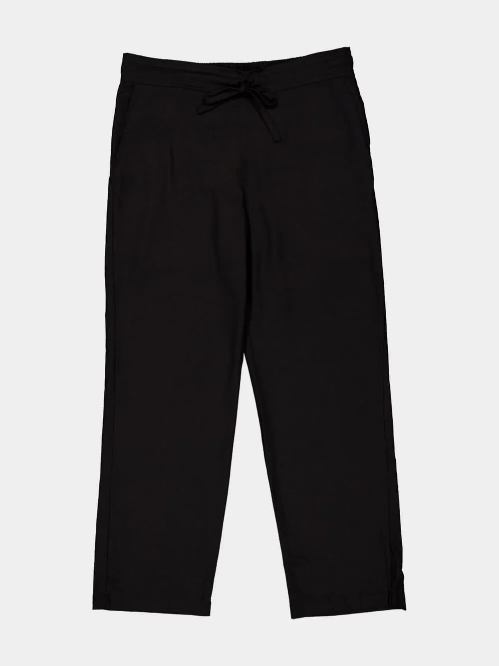 Black Linen Straight-Leg Trousers sold by Fashion Clinic product image thumbnail 4
