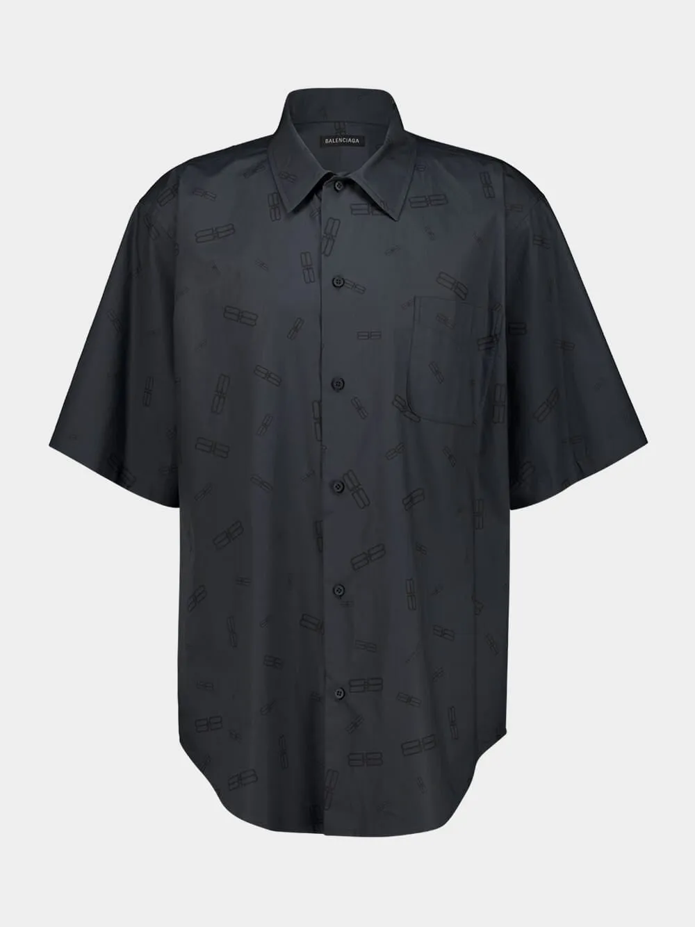 Dark Grey Short-Sleeve Cotton Shirt sold by Fashion Clinic