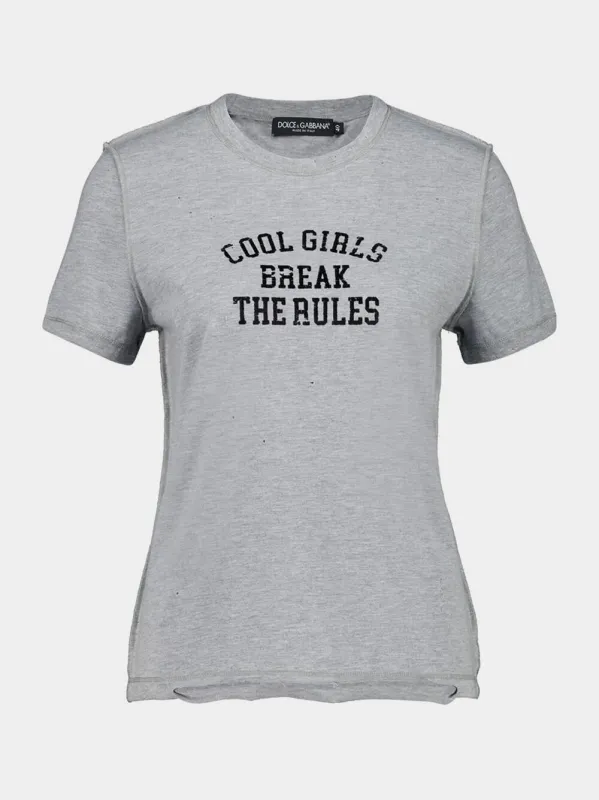 Grey Distressed Jersey T-Shirt with Print sold by Fashion Clinic