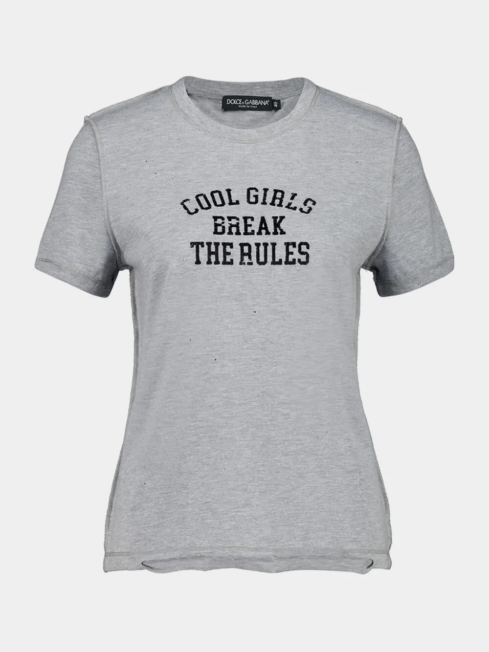 Grey Distressed Jersey T-Shirt with Print sold by Fashion Clinic