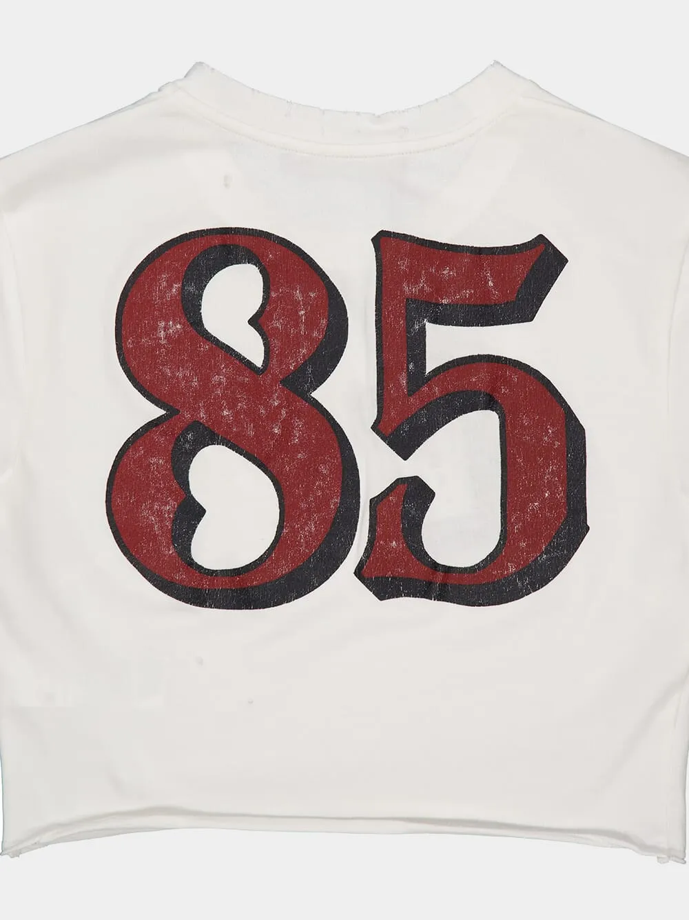 White Cropped Jersey T-Shirt with "Doll" Print sold by Fashion Clinic product image thumbnail 4