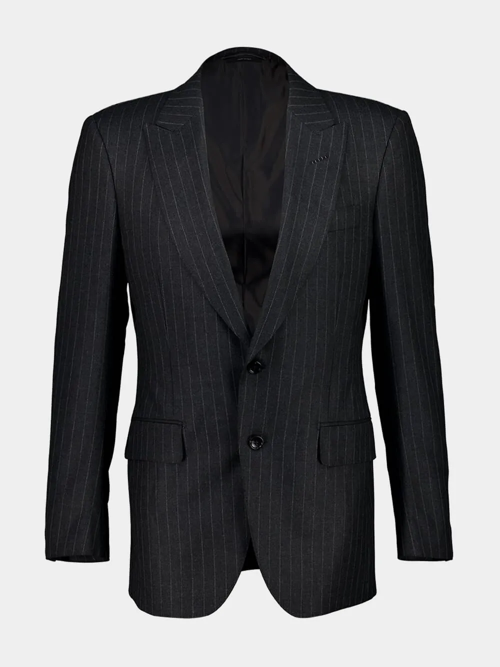 Dark Grey Wool Pinstripe Blzer sold by Fashion Clinic