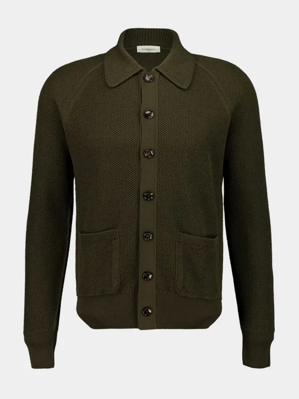 Brown Virgin Wool Button-Up Overshirt sold by Fashion Clinic