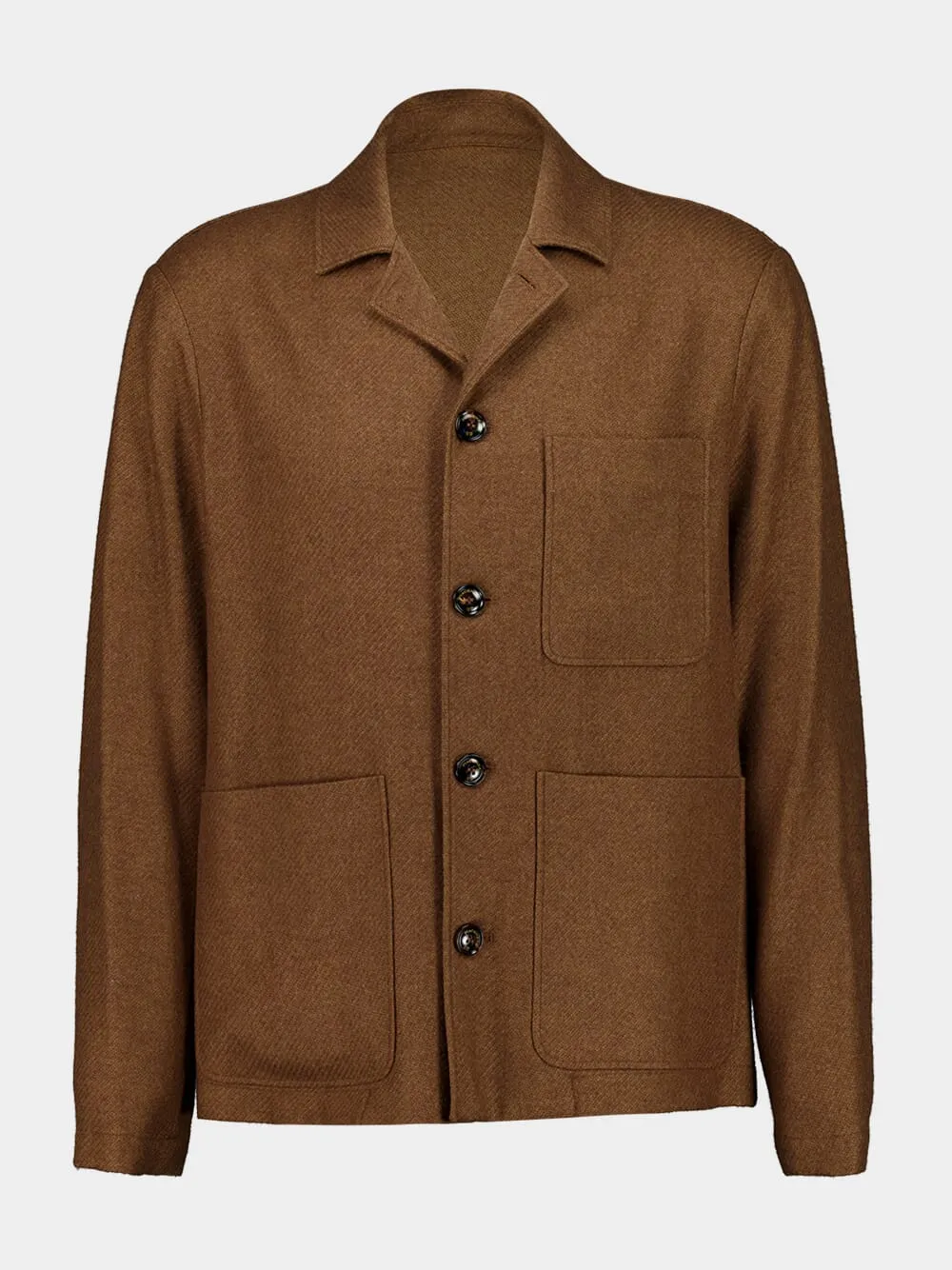 Brown Cashmere-Silk Buttoned Jacket sold by Fashion Clinic
