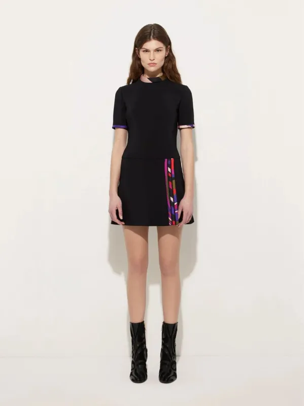 Black Flared Dress with Printed Details made by Emilio Pucci