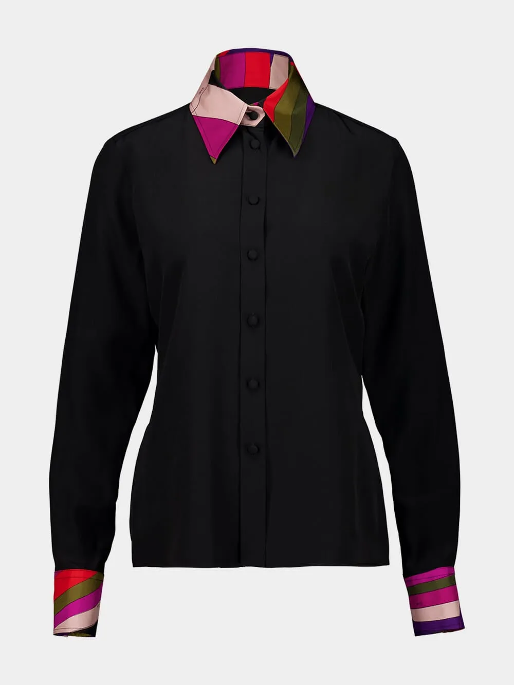 Black Silk Shirt with Printed Collar and Cuffs sold by Fashion Clinic product image thumbnail 2