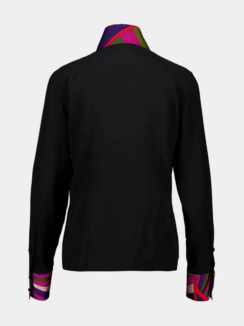 Black Silk Shirt with Printed Collar and Cuffs sold by Fashion Clinic product image thumbnail 4