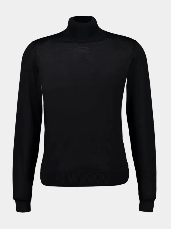 Black Virgin Wool High-Neck Jumper sold by Fashion Clinic