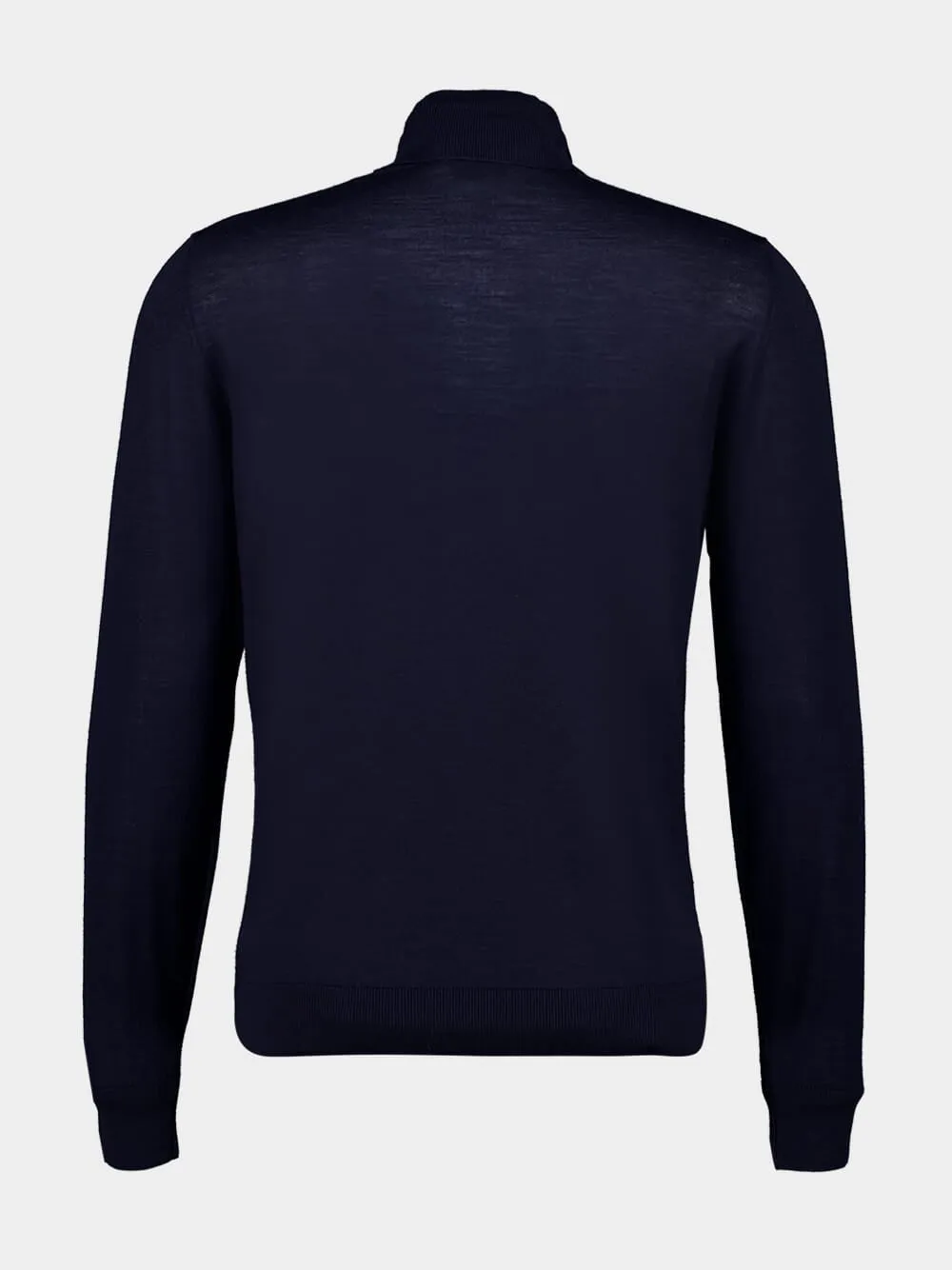Navy Virgin Wool High-Neck Jumper sold by Fashion Clinic product image thumbnail 2