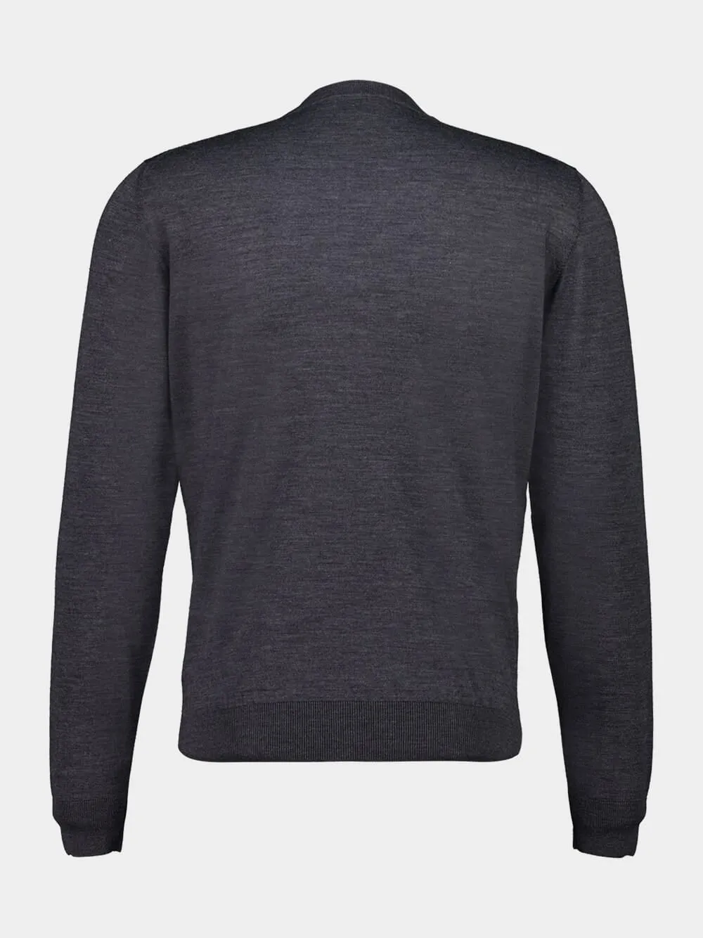 Grey Virgin Wool V-Neck Jumper sold by Fashion Clinic product image thumbnail 2