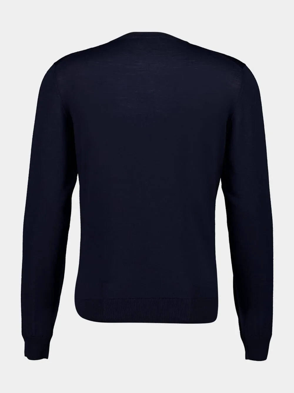 Navy Virgin Wool V-Neck Jumper sold by Fashion Clinic product image thumbnail 2