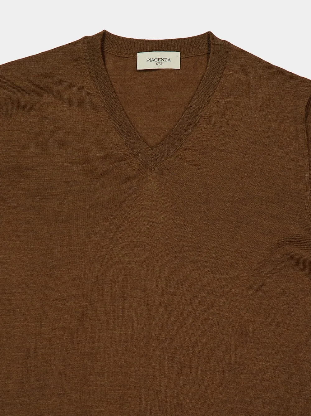 Light Brown Virgin Wool V-Neck Jumper sold by Fashion Clinic product image thumbnail 3