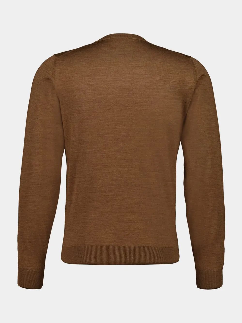 Light Brown Virgin Wool V-Neck Jumper sold by Fashion Clinic product image thumbnail 2