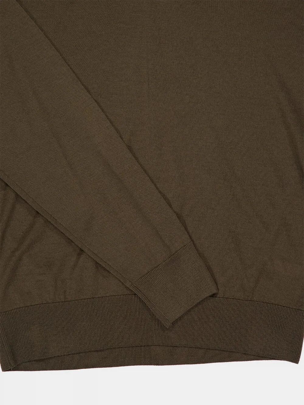 Army Green Virgin Wool V-Neck Jumper sold by Fashion Clinic product image thumbnail 4