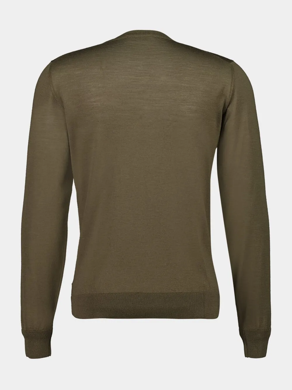 Army Green Virgin Wool V-Neck Jumper sold by Fashion Clinic product image thumbnail 2