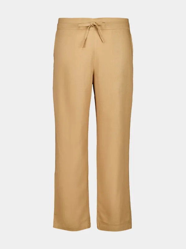 Khaky Beige Palmeta Linen Long Formal Pants sold by Fashion Clinic