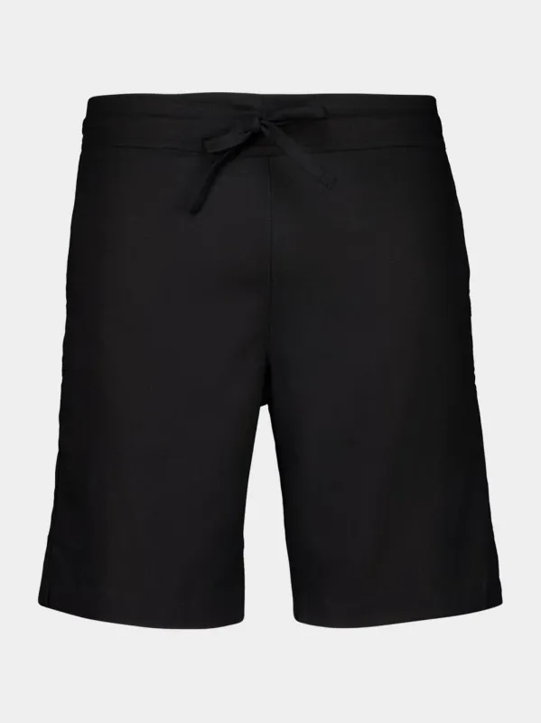 Black Palmeta Tailored Bermuda Shorts in Handmade Linen sold by Fashion Clinic