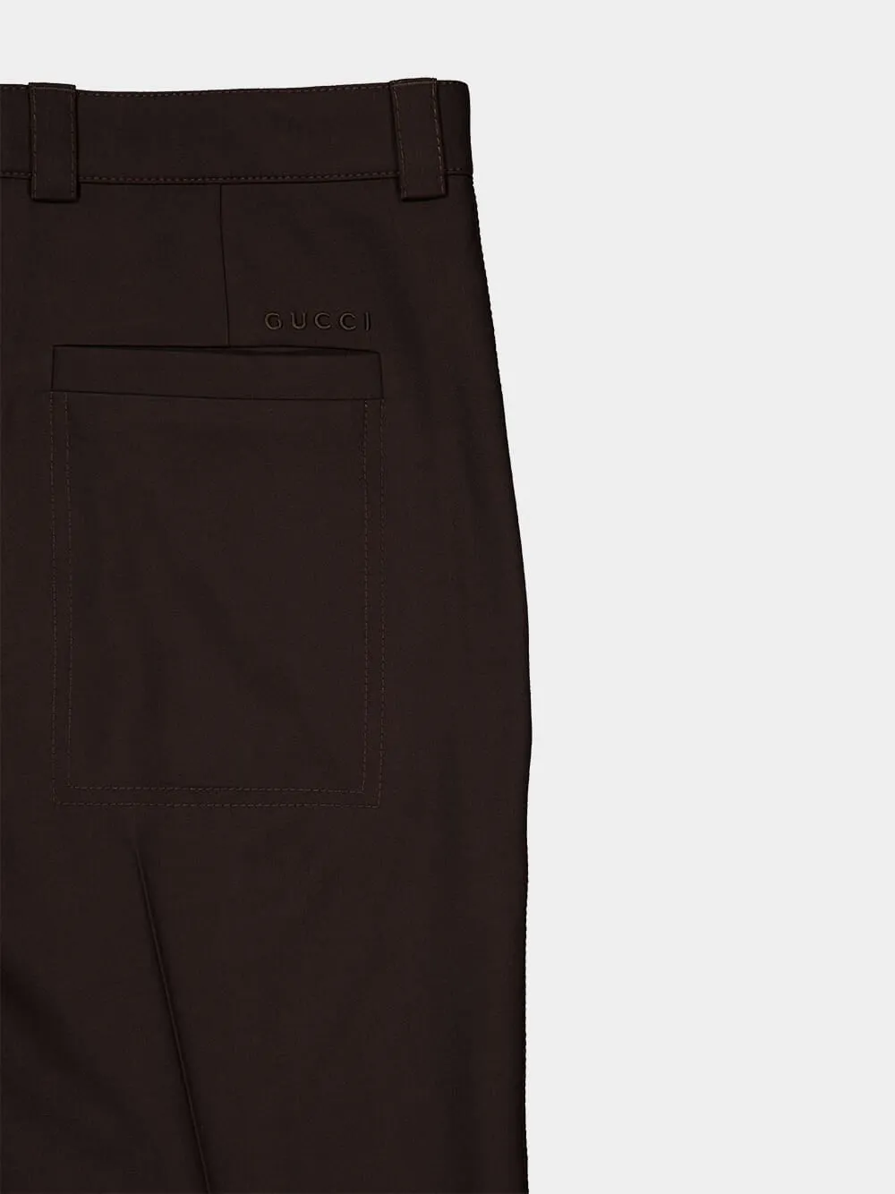 Brown Wool Gabardine Straight Trousers sold by Fashion Clinic product image thumbnail 4