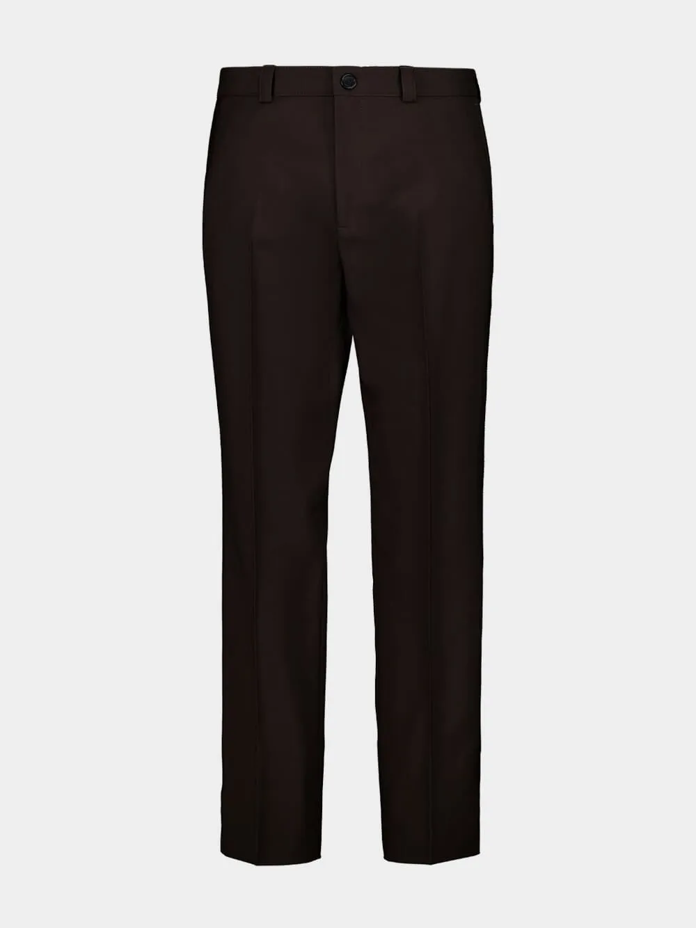 Brown Wool Gabardine Straight Trousers sold by Fashion Clinic