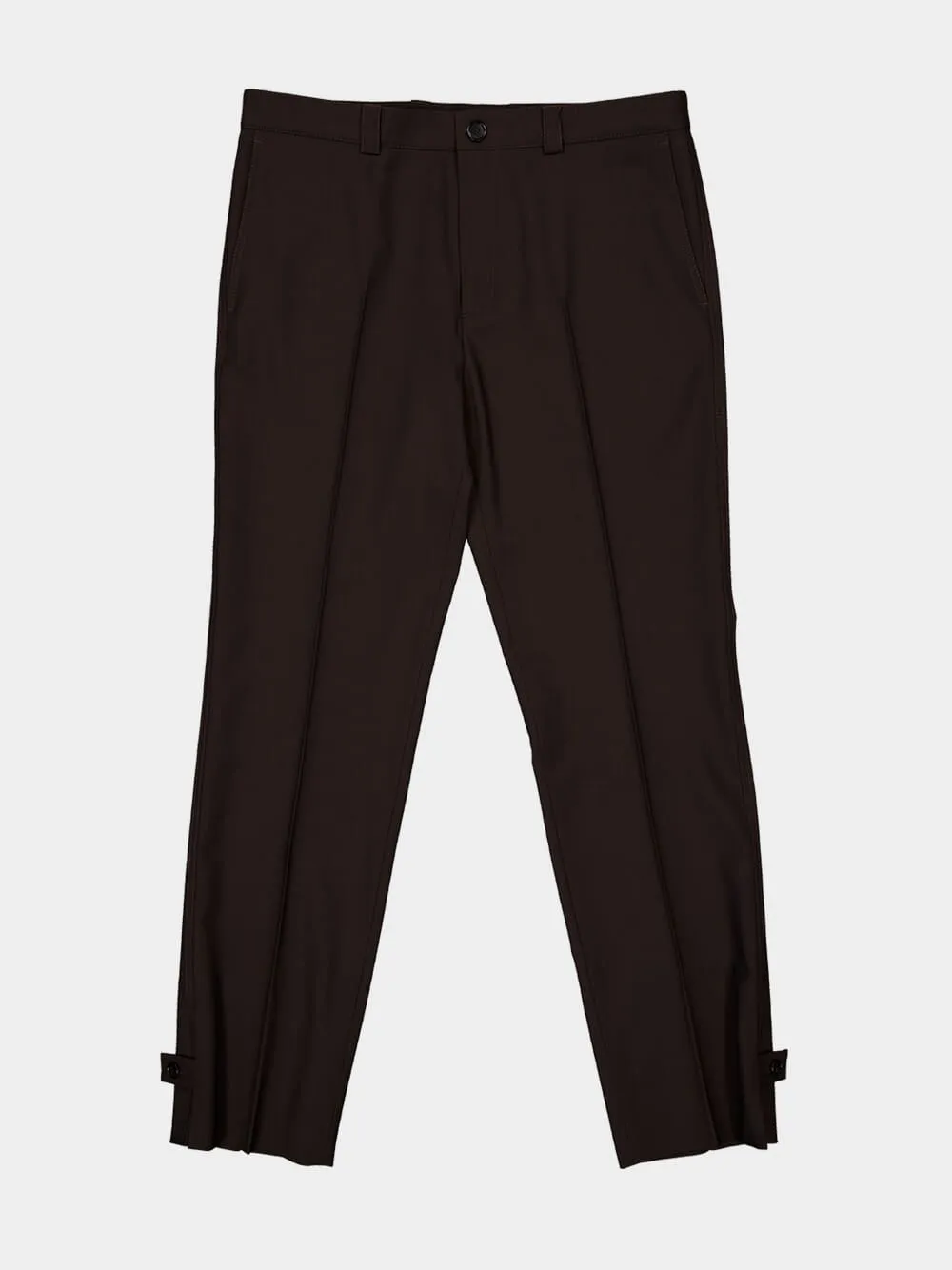Brown Wool Gabardine Straight Trousers sold by Fashion Clinic product image thumbnail 5