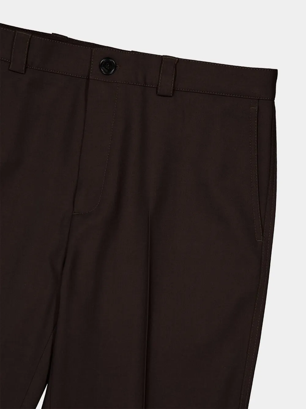 Brown Wool Gabardine Straight Trousers sold by Fashion Clinic product image thumbnail 3