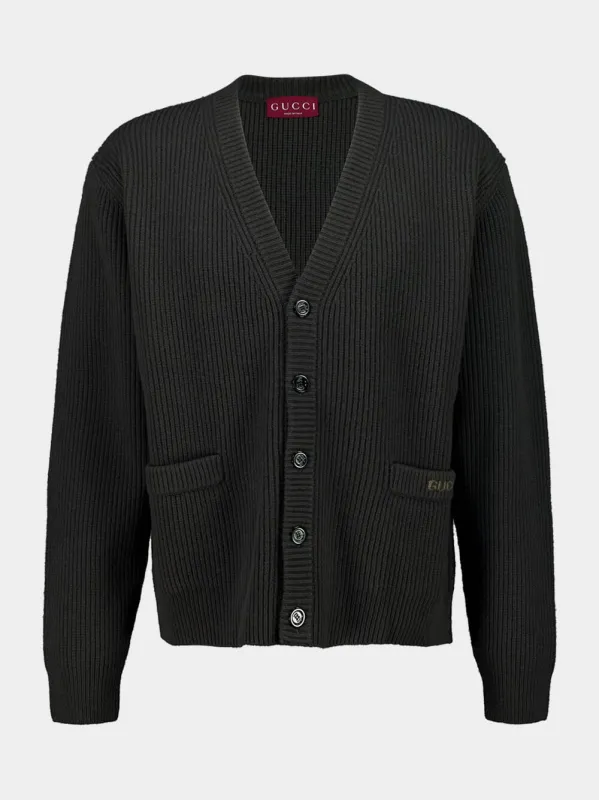 Forest Green Wool Knit Buttoned Cardigan sold by Fashion Clinic