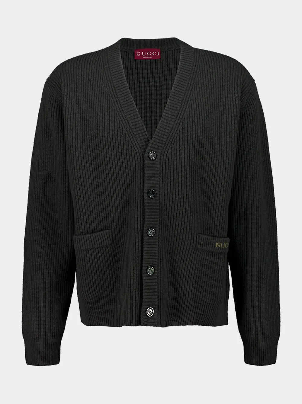 Forest Green Wool Knit Buttoned Cardigan sold by Fashion Clinic