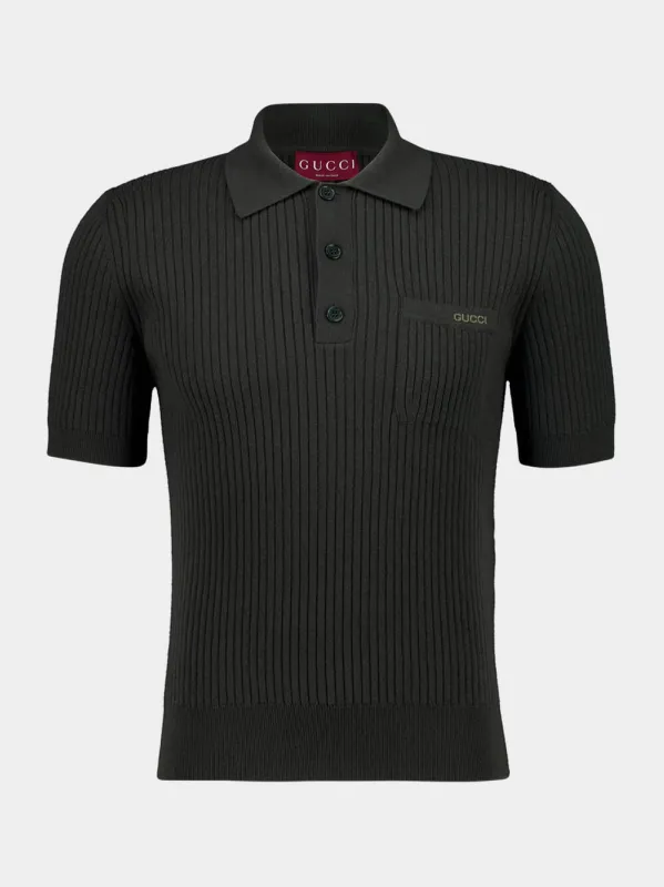 Forest Green Wool Knit Polo Shirt sold by Fashion Clinic