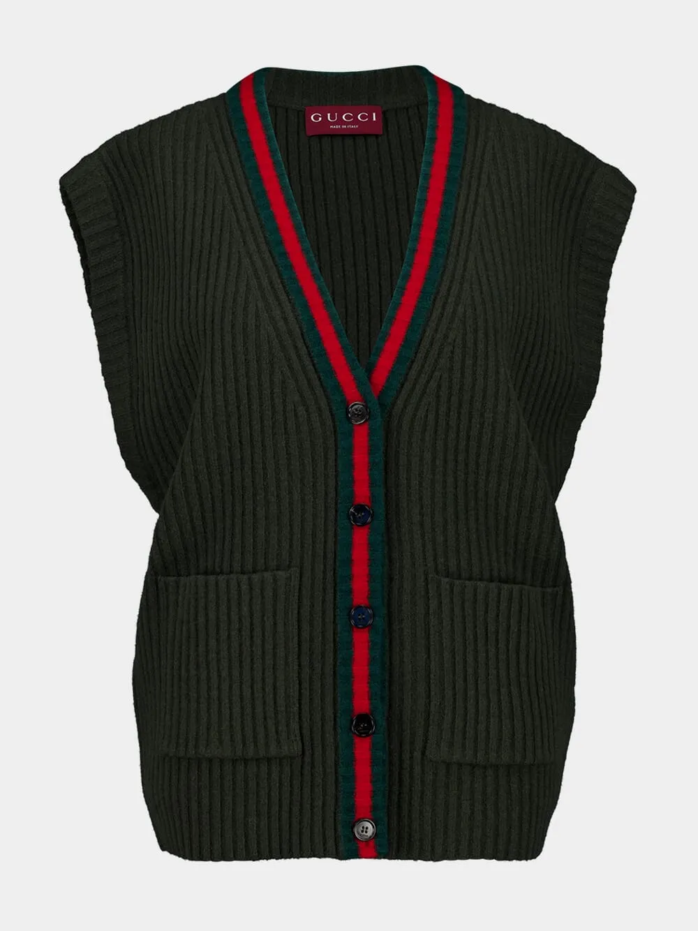 Forest Green Sleeveless Wool Cardigan sold by Fashion Clinic