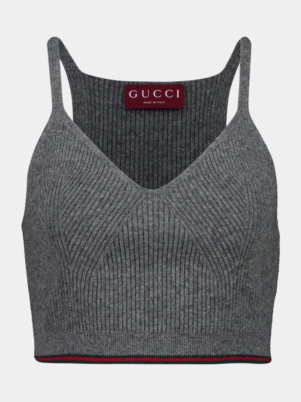 Dusty Grey Cropped Wool Knit Top sold by Fashion Clinic