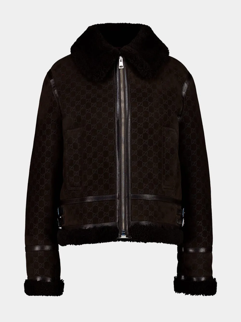 Espresso Brown Shearling Biker Jacket sold by Fashion Clinic