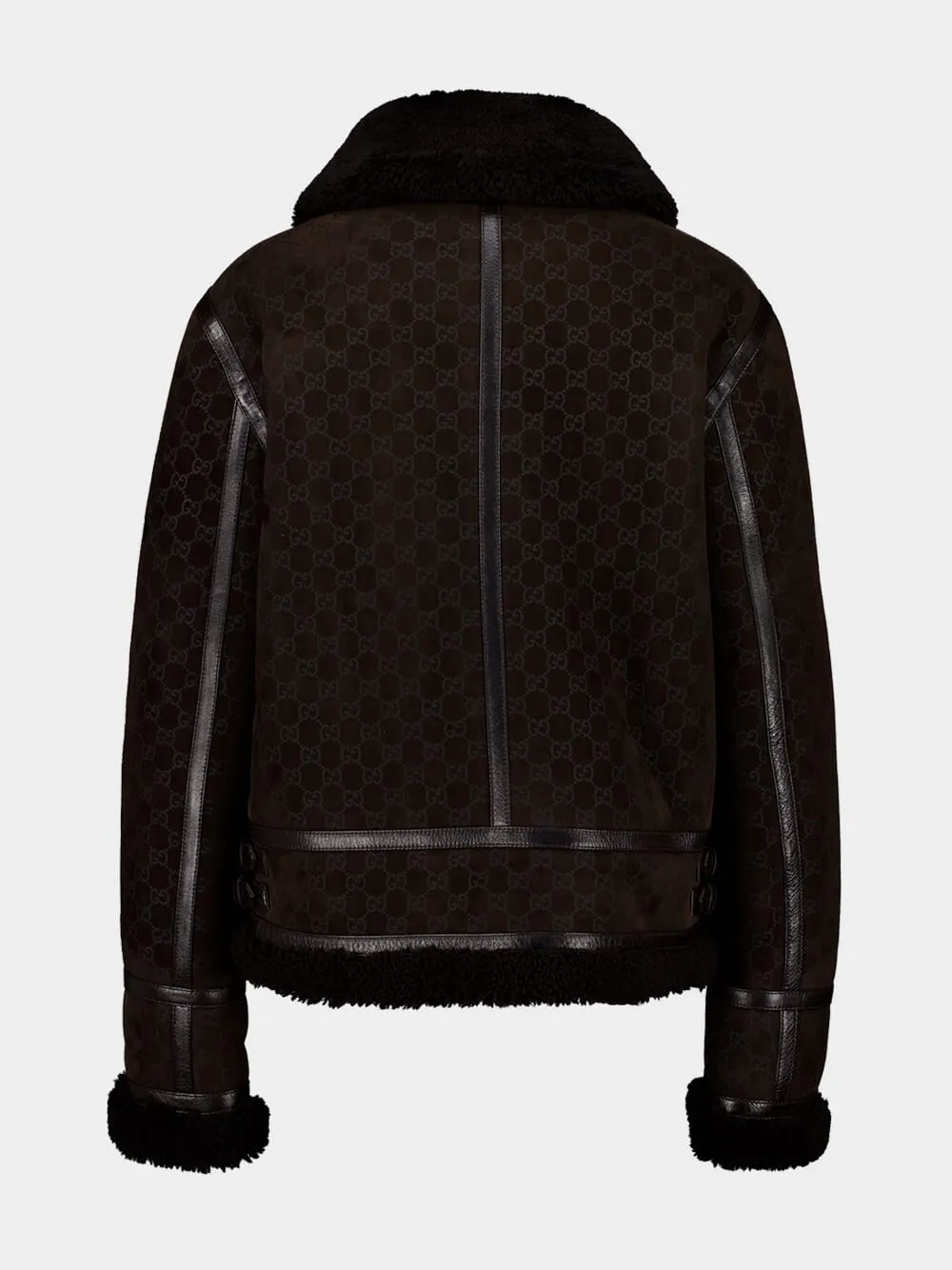 Espresso Brown Shearling Biker Jacket sold by Fashion Clinic product image thumbnail 2