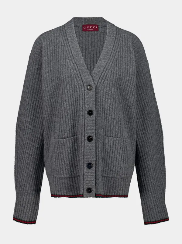 Dusty Grey Felted Wool Cardigan sold by Fashion Clinic