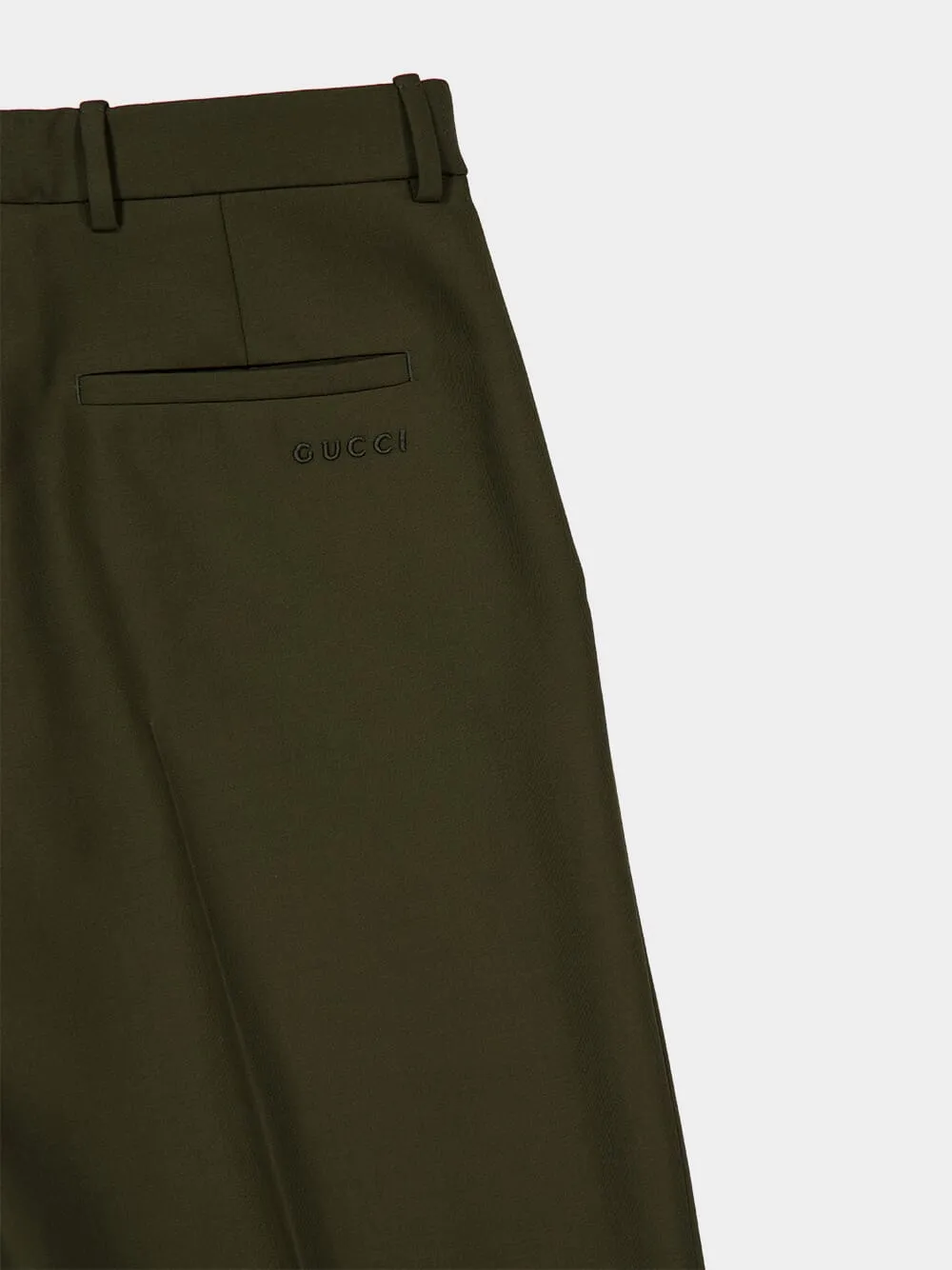 Shady Green Wool Wide-Leg Trousers sold by Fashion Clinic product image thumbnail 4