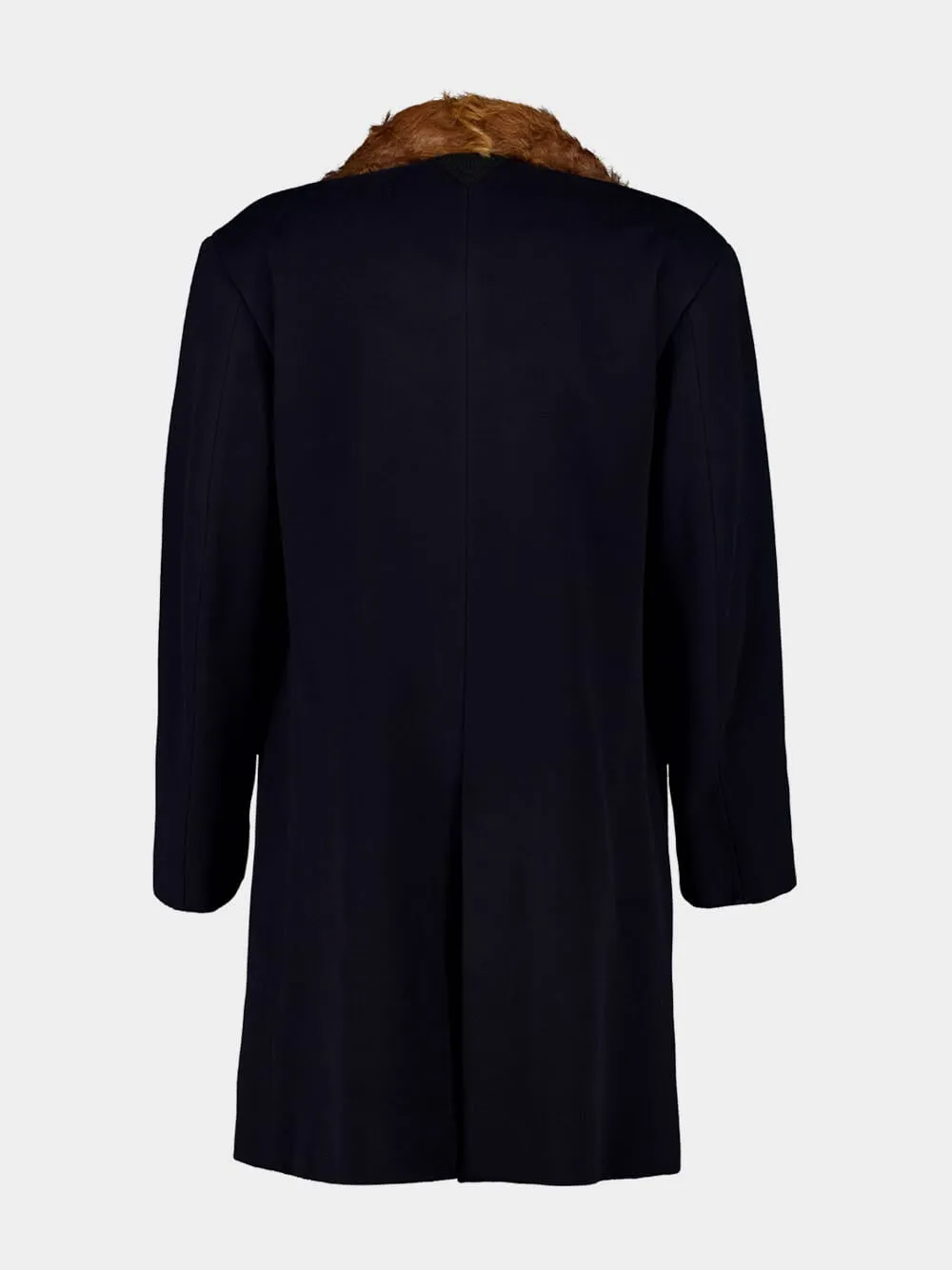 Navy Wool Coat with Shearling Collar sold by Fashion Clinic product image thumbnail 4